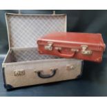 TWO VINTAGE SUITCASES both with reinforced corners, 42cm and 51cm wide (2)