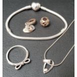 SELECTION OF FASHION JEWELLERY comprising a Malcolm Gray diamond set silver pendant on silver chain;
