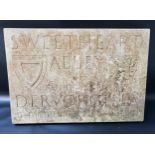 ENGRAVED SANDSTONE PLAQUE 'Sweet Heart Abbey Was Founded By Dervorgilla In Memory Of John