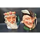 TWO LARGE ROYAL DOULTON CHARACTER JUGS Robin Hood D6527 and Neptune D6548 (2)