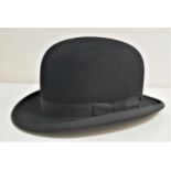 GENTS BLACK FELT BOWLER HAT The Nu-Airvent, size 7 1/8