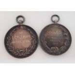TWO WWI ROYAL HORSE GUARD SILVER FOOTBALL MEDALS one marked 'R.H.G Inter-Troop Football Comp. France