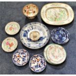 MIXED LOT OF CERAMICS including a Coalport Indian Tree pattern coffee can and saucer, large Indian