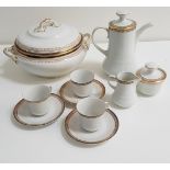 WINTERLING PORCELAIN COFFEE SET with gilt highlights, comprising a lidded coffee pot, six cups and