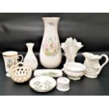 MIXED LOT OF PORCELAIN including an Aynsley Wild Tudor baluster vase, 25.5cm high, Wedgwood April