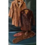 LADIES BROWN MINK JACKET with three quarter length sleeves and a label 'Moray Glasser of Glasgow', a