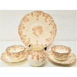 WILEMAN & CO FOLEY TEA SET decorated with a cream ground and brown ivy, comprising tea cups and