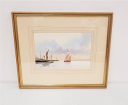 JOHN LAWERENCE In on the tide, watercolour, signed and label to verso, 17.5cm x 26.5cm
