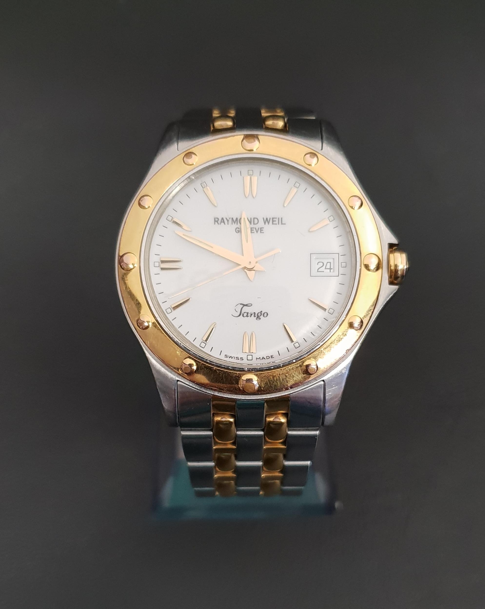 GENTLEMEN'S RAYMOND WEIL TANGO COLLECTION WTRISTWATCH the white dial with baton five minute