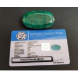 CERTIFIED LOOSE NATURAL EMERALD the oval cut emerald weighing 190.05cts, with GLI Gemmological