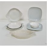 PART WHITE GROUND DINNER SERVICE comprising eight large sur le plats, eight small sur le plats,