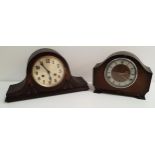 OAK CASED MANTLE CLOCK the silvered dial with Roman numerals and an eight day Westminster chime