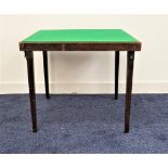 BAIZE TOP CARD TABLE with folding legs, 53cm high