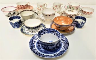 SELECTION OF EARLY ENGLISH AND OTHER TEA BOWLS including a Royal Worcester tea bowl and saucer,