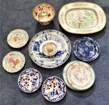 MIXED LOT OF CERAMICS including a Coalport Indian Tree pattern coffee can and saucer, large Indian