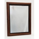 STAINED WOOD RECTANGULAR FRAMED WALL MIRROR 104cm X 78cm