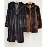 LADIES FAUX FUR JACKET three quarter length in brown, together with a ladies faux fur dark brown