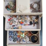 SELECTION OF COSTUME JEWELLERY including some silver items - hoop earrings, stone set drop earrings,