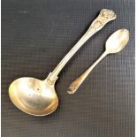 VICTORIAN SILVER LADLE London hallmarked for 1859; together with a Walker and Hall silver golfing