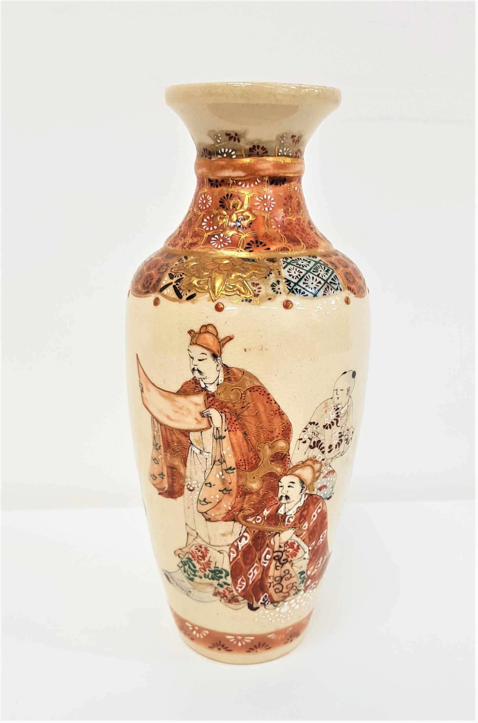 JAPANESE SATSUMA VASE decorated with figures, 20.5cm high