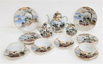 JAPANESE EGG SHELL PORCELAIN TEA SET comprising cups and saucers, side plates, sandwich plates,