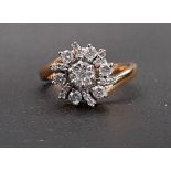 DIAMOND CLUSTER RING the multi diamonds totalling approximately 0.48cts, in twenty-one carat gold,