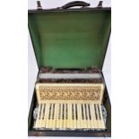 CARSINI ACCORDIAN with leather shoulder straps, grey body, in a fitted case