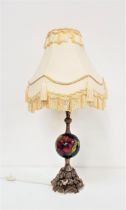MOORCROFT TABLE LAMP with a central pottery bulbous stem decorated in the magnolia pattern with a