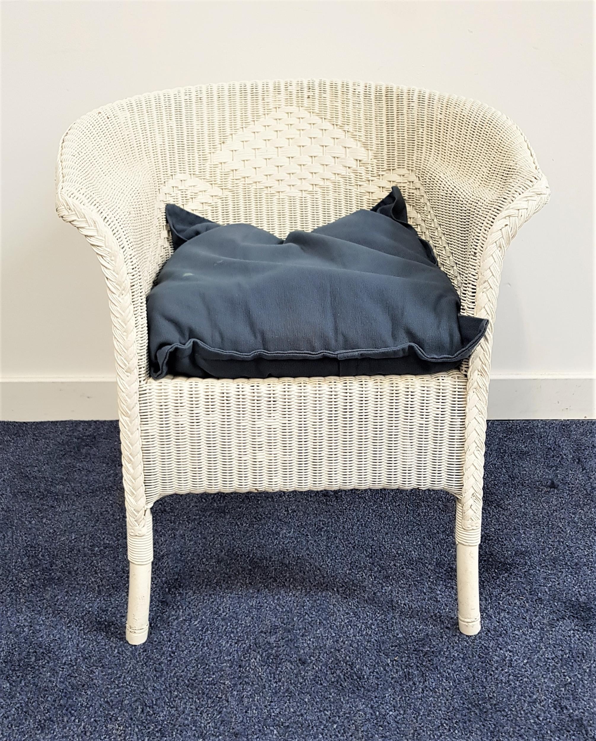 LLOYD LOOM STYLE ELBOW CHAIR painted white