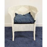 LLOYD LOOM STYLE ELBOW CHAIR painted white