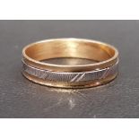 TWO TONE FOURTEEN CARAT GOLD WEDDING BAND with rotating central white gold band, ring size X and