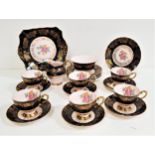 PINK VOGUE FINE BONE CHINA TEA SET with floral decoration and 22 carat gold detail, comprising six