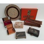 SELECTION OF BOXES including a metal box 'John Bull Motor Patches', an embossed metal cigarette