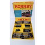 HORNBY O GAUGE CLOCKWORK TRAIN SET number 20 Goods Set, with tender and two wagons and track, in
