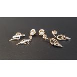 THREE PAIRS OF NINE CARAT GOLD EARRINGS comprising a pair of CZ set stud earrings and two pairs of