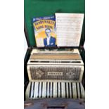 HOHNER TANGO II ACCORDIAN in mottled white with leather shoulder straps, cased