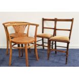 PAIR OF T. HONET BENTWOOD CHAIRS with a shaped back and pierced fern shaped splat back above a