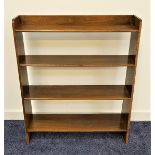 OAK OPEN BOOKCASE with a three quarter gallery top above four shelves, 91cm x 76cm