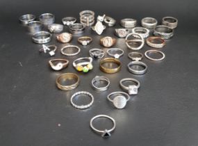 SELECTION OF SILVER AND OTHER RINGS including CZ and stone set examples, 1 box