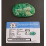 CERTIFIED LOOSE NATURAL EMERALD the oval mix cut emerald weighing 371.95cts, with GLI Gemmological