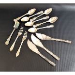 SELECTION OF SWEDISH SILVER FLATWARE including three fish knives, 1852 by EWG, two entrée forks,