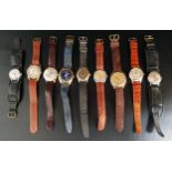 SELECTION OF NINE GENTLEMEN'S VINTAGE WRISTWATCHES comrpising Ingersoll Triumph, Timex, Sevices,