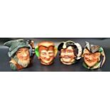 FOUR ROYAL DOULTON CHARACTER JUGS Robin Hood D6543, Captain Henry Morgan D6469, Rip Van Winkle and