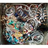 SELECTION OF COSTUME JEWELLERY including a loose section of labradorite, bead necklaces,