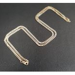 NINE CARAT GOLD FLAT CURB LINK NECK CHAIN 63cm long and approximately 10.4 grams