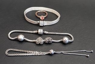 SELECTION OF PANDORA JEWELLERY comprising a Relexions sparkling clasp bracelet; a Moments silver