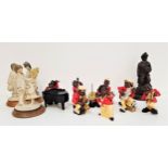SELECTION OF RESIN FIGURES including an eight piece jazz band, two pairs of courting couples and one