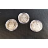 THREE 'TRAFALGAR' BI-CENTENARY SILVER PROOF FIVE POUND COINS all issued in Gibraltar in 2005, in box