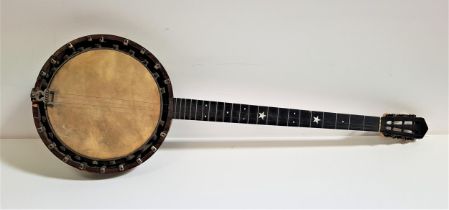 BARNES & MULLINS No2 PERFECT BANJO with six strings, mother of pearl inlay and a rosewood body