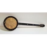 BARNES & MULLINS No2 PERFECT BANJO with six strings, mother of pearl inlay and a rosewood body